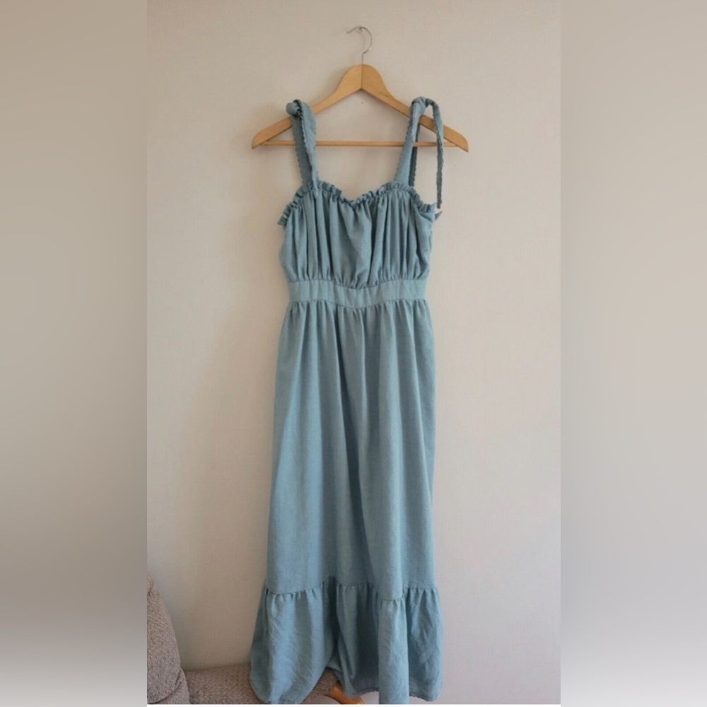 New Lulu’s Milkmaid Maxi 100% Cotton Dress Cottagecore Boho vibes